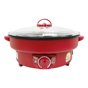 Sartén Eléctrica HANABISHI de 12 Pulgadas, Color Rojo Mate, Antiadherente, con Tapa de Vidrio, Modelo HGP-39, Multifuncional, Automática, Multiusos, para Uso Doméstico y al Aire Libre - Product Image 1