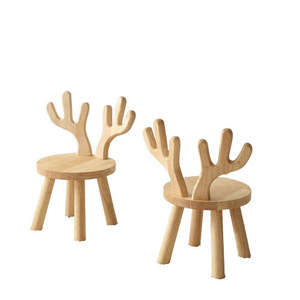 Taburete de Madera Maciza con Forma de Ciervo, Color Natural, Silla Infantil de Estilo Nórdico con Temática Animal - Product Image 5