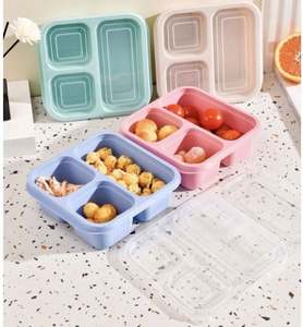 Lot de 4 boîtes à collation à 4 compartiments, boîte à bento réutilisable, contenants alimentaires divisés pour le travail et les voyages - Product Image 1