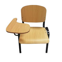 Chaise d'école en bois avec tablette d'écriture intégrée, chaise d'étudiant en contreplaqué pour l'éducation et la formation