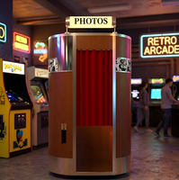 Photomaton Commercial Style Disco, Machine Interactive pour Selfies avec Imprimante Rapide et Appareil Photo Reflex Numérique pour Promotion d'Événements