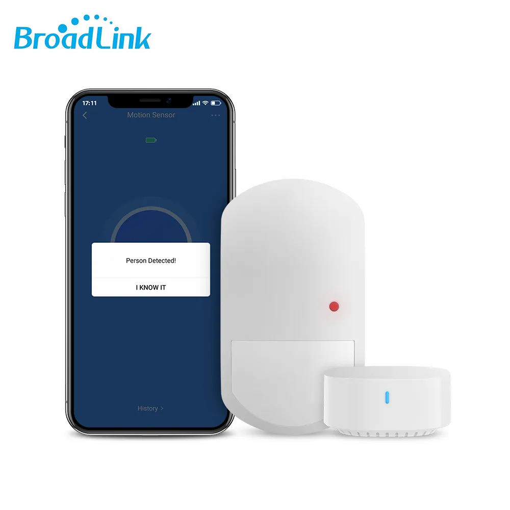 Broadlink-Sensor de detección de movimiento PIR inteligente, alerta de seguridad para el cuidado del hogar, inalámbrico, funciona con Alexa y S3 HUB