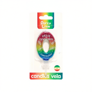Vela de Cumpleaños con Número 0 Multicolor de 6 cm para Decoración de Pasteles - Product Image 2