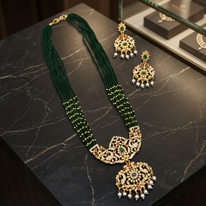 Juego de Joyería Nupcial para Mujer de Latón Chapado en Oro Vintage de Alta Calidad al por Mayor con Cristales, Collar Largo y Pendientes Certificados - Product Image 2