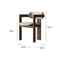 Chaise de salle à manger en bois massif de style nordique BST, tabouret individuel moderne avec accoudoirs, panneau MDF léger et robuste pour hôtel et salon