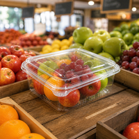 Boîte à fruits en PET en gros, 500g, transparente, pour supermarché, emballage de fruits frais avec couvercle, jetable, qualité alimentaire, sûre