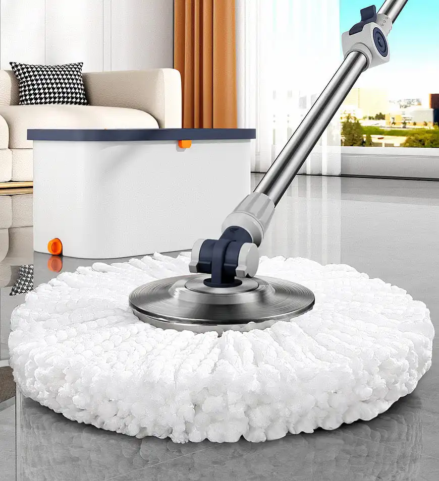 JOYBOS Microfiber Spin Mop and Bucket Floor Cleaning System Floor Mop Stainless Steel Mop Handle with 6Pcs pads