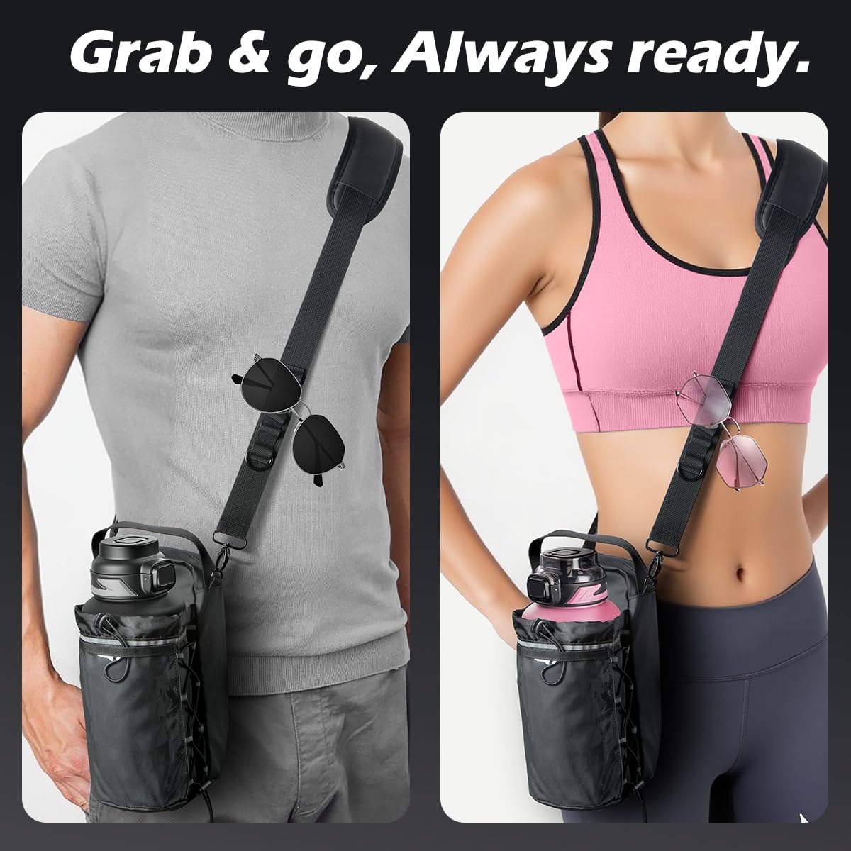 GymDrip Magnetische sporttas met flessenhouder, 1,5 l, magnetische bottle-bag, compacte gymtas voor training, sport en dagelijks gebruik, tas voor drinkfles, mobiele telefoon en accessoires