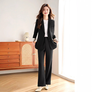 Women's Suit Set Solid Color Polyester Anti-Wrinkle Casual Work Uniforms Spring Autumn 2025 New Style - Product Image 4