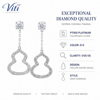 Boucles d'oreilles pendantes élégantes en platine PT950 avec diamants de laboratoire taille marquise ajourés en forme de gourde, bijoux fins symboliques