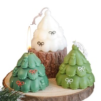 Bougie artisanale cylindrique en cire de soja mélangée, peinte à la main, parfumée, pour décoration de sapin de Noël, cadeau