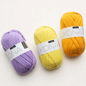 Hilo de mezcla de algodón, nailon y acrílico KONA al por mayor, 65g, color crema, para tejer a mano, bordar y manualidades DIY. - Product Image 1