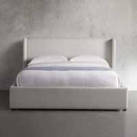 Lit king-size en chêne massif de style américain, 1,8 m, rembourrage en lin, lit moelleux, mobilier moderne minimaliste pour chambre à coucher