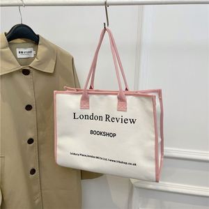 Sac fourre-tout en toile de grande capacité de style anglais, cadeaux promotionnels, sac à bandoulière pour femmes, sac en coton réutilisable avec logo personnalisé - Product Image 1