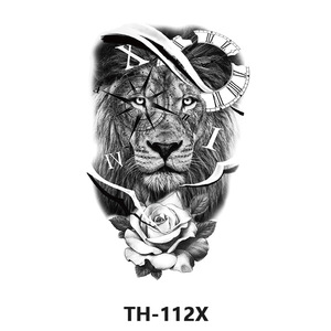 Venta al por mayor <span class=keywords><strong>de</strong></span> fábrica, medio <span class=keywords><strong>brazo</strong></span> para <span class=keywords><strong>hombre</strong></span>, tigre fresco, Lobo, flor, diseño negro, tatuajes temporales impermeables, pegatinas para decoración del cuerpo - Product Image 6