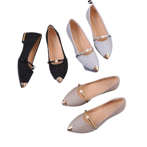 Sepatu Slip-On kasual wanita, Kasut balet berkilau nyaman untuk musim semi dan musim panas