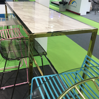 Fil d'acier simple carré bois marbre haute tables de bar
