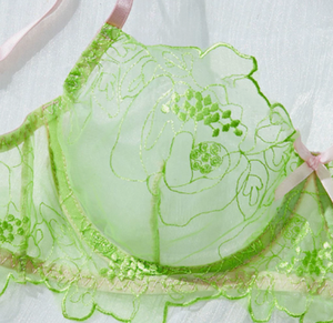 Yeni Vintage dantel nakış iç çamaşırı seti Ultra ince şeffaf Push up sütyen <span class=keywords><strong>2</strong></span> parça Retro iç çamaşırı - Product Image 4