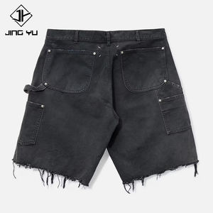 Nouveau design de shorts slim pour hommes, belle rue, short d'été en denim surdimensionné noir délavé, short en jean vintage à bord brut, vente en gros - Product Image 2