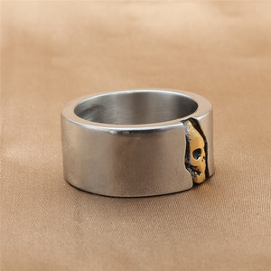 Men's <b>Titanium</b> Steel <b>Ring</b> Gold Skull Letter Design Punk Style Fashion Jewelry Gift - Product Image 2