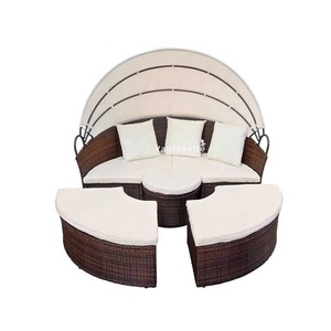 White Rattan <strong>Garden</strong> Furniture Outdoor <strong>Daybed</strong> with Canopy for Swimming Pool Patio for Hotels and Villas - Product Image 3