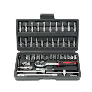 Ensemble de 46 pièces d'outils de maintenance pour moto, comprenant des clés à cliquet et des douilles, dans une boîte à outils combinée - Product Image 2