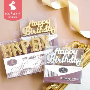 Velas de pastel de feliz cumpleaños, letras en inglés de colores, venta al por mayor, velas de letras de buena calidad, feliz cumpleaños