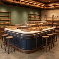 Lemari Display Kue Kustom Mewah dengan Desain Interior Toko Kue Kayu, Etalase Makanan Manis untuk Toko Roti