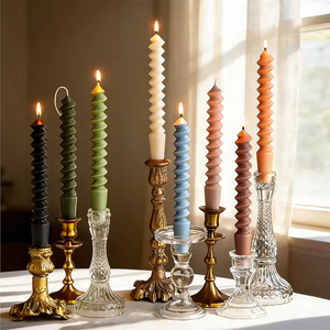 French Vintage Ladder Spiral Smokeless <b>Long</b> Rod Twist Wax <b>Candle</b> for Wedding Birthday Dining Table Home Decor - Product Image 1