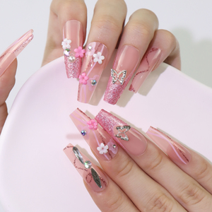 AIERFEI 24 pièces femmes presse sur les <span class=keywords><strong>ongles</strong></span> avec strass long <span class=keywords><strong>cercueil</strong></span> <span class=keywords><strong>faux</strong></span> <span class=keywords><strong>ongles</strong></span> vendeur en gros - Product Image 3