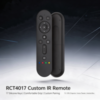 Télécommande IR RCT4017 OEM ODM personnalisée, 17 touches, 2 piles AAA, compatible avec les projecteurs, les home cinémas, les boîtiers Android