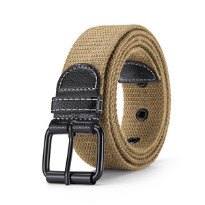 Cinto de Lona Barato Sem Elasticidade com Ilhós de Metal, Cinto Tático Resistente para Uso Externo e Casual, Cinto de Jeans com Fivela de Pino Rotativo - Product Image 1