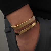 Nouveau Bracelet en Maille d'Acier Inoxydable pour Femme Style Trap, Ensemble de Deux Pièces Plaqué Or Vintage, Bijoux Tendance Joker, Vente en Gros