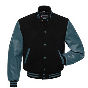KVJ111-Chaqueta Letterman Varsity PARA LA Escuela Secundaria Personalizada para Hombre, Parche de Chenilla Bordado con Mangas de Cuero Naranja y Lana Negra sin Cuello - Product Image 1