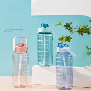 Factory Custom 2000ml <b>Large</b> Capacity Water Bottle With Bounce Cover Time Scale Reminder Frosted Cup for Outdoor Sports Fitness - Product Image 2