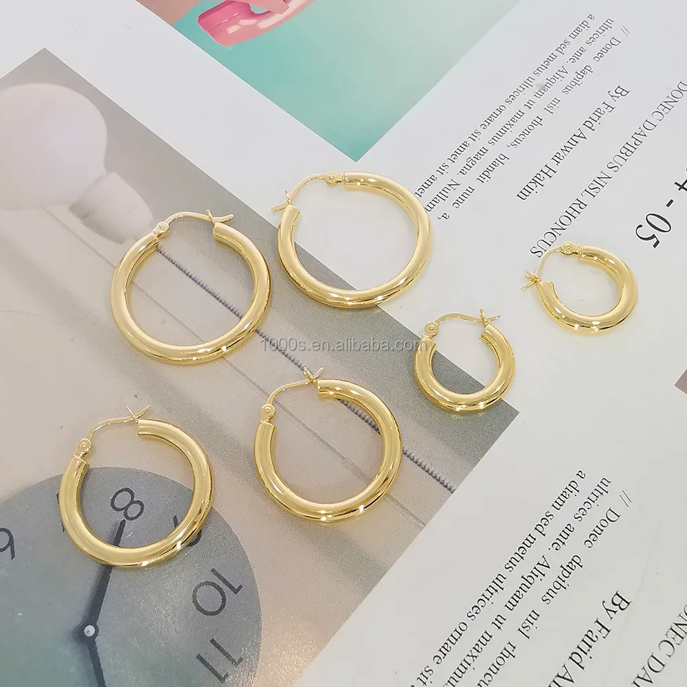 High Quality 18K Solid Gold Hollow Hoop Earrings Fine Jewelry Hoop Earrings For Women