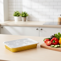 Barquette alimentaire rectangulaire jetable en aluminium doré WB 3500 ml/118,3 oz avec couvercles, idéale pour la cuisson et les repas