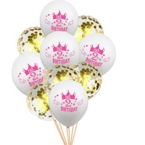 Set de Globos de Látex con Número de Cumpleaños para Bebé de 2 Años y Confeti - Product Image 2