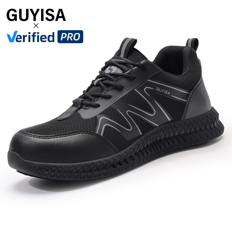 GUYISA Outdoor Safety Shoes Breathable Men's Sports Steel Toe Anti-slip  Safety Shoes Smash-proof Puncture-proof Work Shoes
