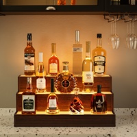 [Stock US] Étagères de présentation de bouteilles d'alcool en bois de 24 pouces avec éclairage LED, livraison rapide depuis l'entrepôt américain, dropshipping disponible