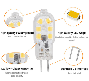 Mini ampoule LED DC12-24V <span class=keywords><strong>2W</strong></span> à intensité variable <span class=keywords><strong>G4</strong></span> Lumière 3000K/4000K/6000K Lumière sans scintillement Ampoule pour décoration de lustre - Product Image 6