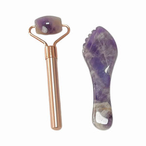 Rouleau de Jade de soudage masseur de visage Guasha améthyste anti-âge de bonne qualité - Product Image 3