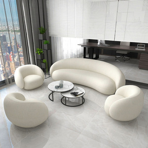 Sofá individual de tres personas para sala de estar, moderno conjunto de <span class=keywords><strong>tela</strong></span> de cordero <span class=keywords><strong>Beige</strong></span> para el hogar, anacardo, sofá creativo - Product Image 1
