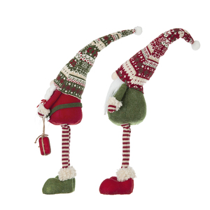 S/2 8,7x5,5x29,5"H Stoff-Stehende Feiertags-Gnome mit Strickmützen, Weihnachtsdekoration Ornamente - Product Image 6