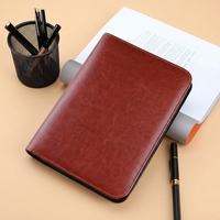 Carnet à anneaux en cuir rigide avec fermeture éclair, format A5 B5, organiseur professionnel, journal, planificateur, emplacements pour cartes, logo personnalisé, 100 feuilles