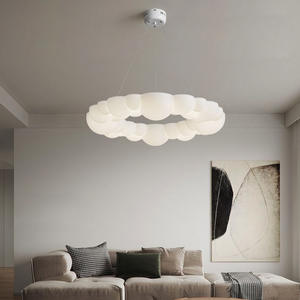 Lustre de style nordique moderne minimaliste à thème crème, élégant design en forme de bulle pour salon salle à manger - Product Image 4