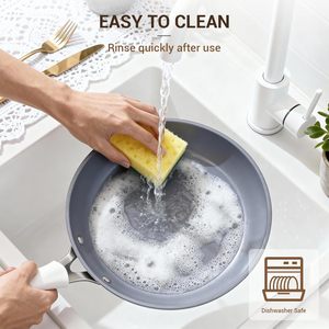 Juego de Utensilios de Cocina de Cerámica Antiadherente de 15 Piezas con Diseño de Rayas Verticales, Olla, Sartén, Apto para Lavavajillas, Inducción y <span class=keywords><strong>Gas</strong></span> - Product Image 3