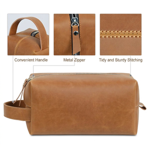 <b>Large</b> Capacity Vintage for <b>Toiletry</b> <b>Bag</b> Imitation Leather Zipper Closure Waterproof Cosmetic Storage <b>Bag</b> - Product Image 2