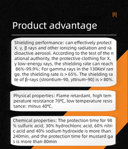 Traje de Protección Contra <span class=keywords><strong>Radiación</strong></span> <span class=keywords><strong>Nuclear</strong></span> e Ignífugo, con Capucha de PVC Antiestática, Ropa de Seguridad Reflectante Microporosa - Product Image 3