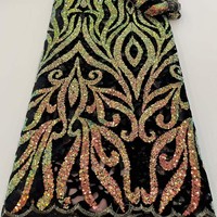 Tissu en velours résistant à l'abrasion, découpé au laser, à rayures, avec broderie perlée, pour robes de mariée et de soirée, vente en gros